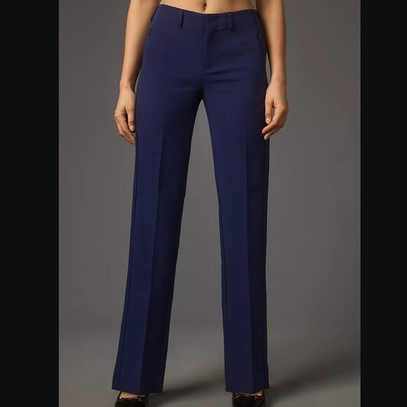 Maeve Slim Trousers Womens Size 12 Navy Blue Pants Anthropologie Office Work - Picture 1 of 14
